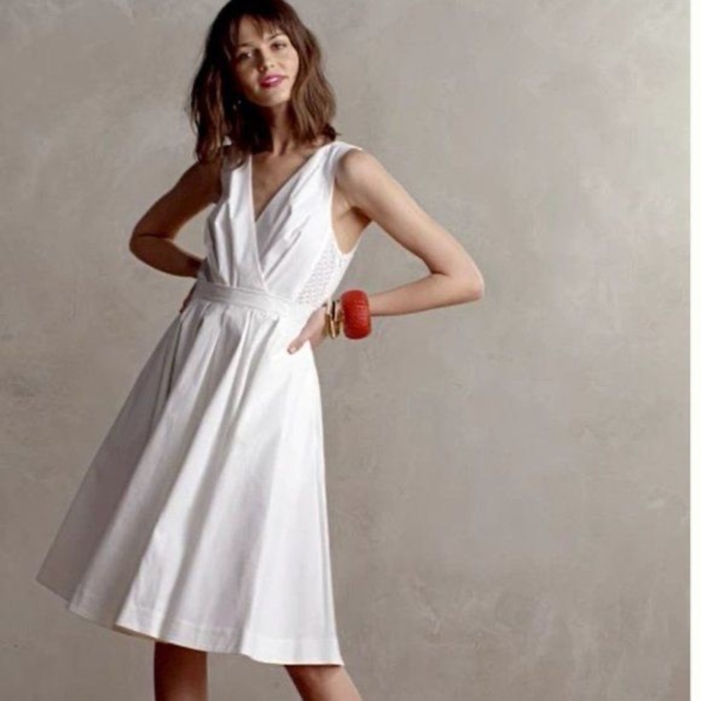 Anthropologie Collette Dinnigan White Cotton Eyelet Dress 2P NWT